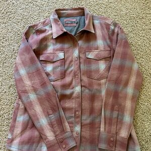 Prana Pink and Gray Plaid Shirt